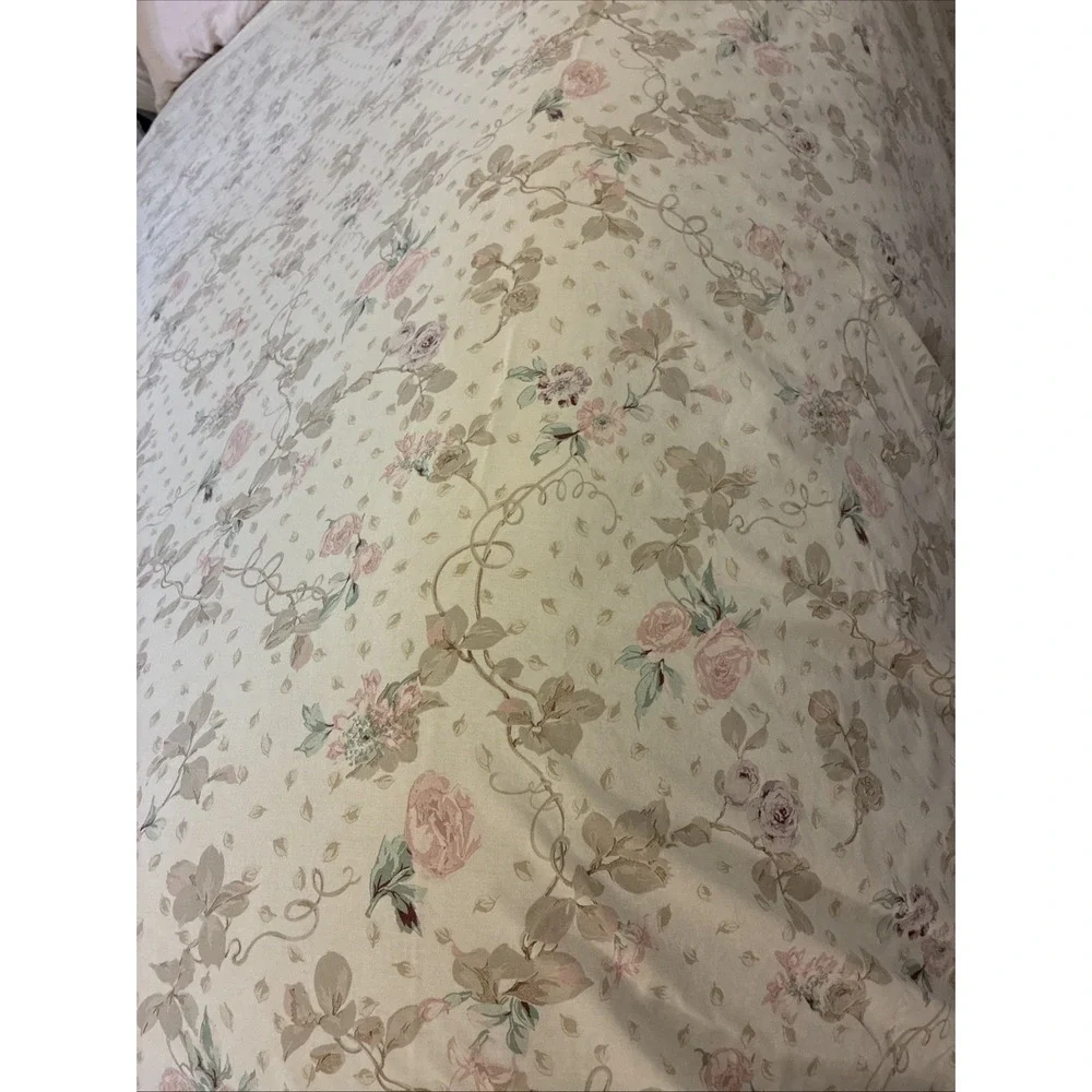 Vintage Cannon No Iron King Sheet Set 4 Piece Floral Flat Fitted 2 Pillowcases